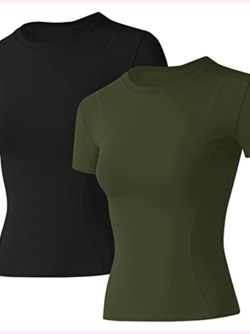 2 Pack Women Compression Yoga Gym T-Shirt Athletic Workout Top